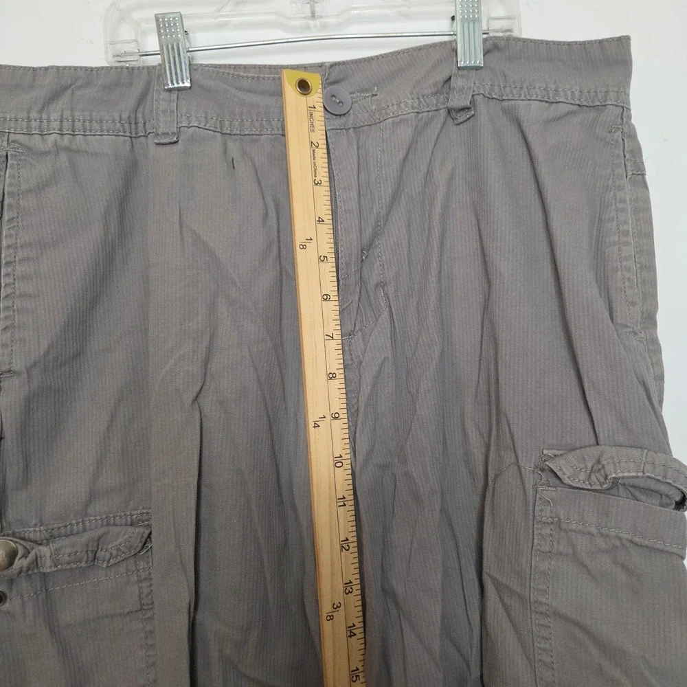 Carbon Mens Grey Cotton Cargo Shorts Size 32 Utility Multi Pocket Drawstring Hem